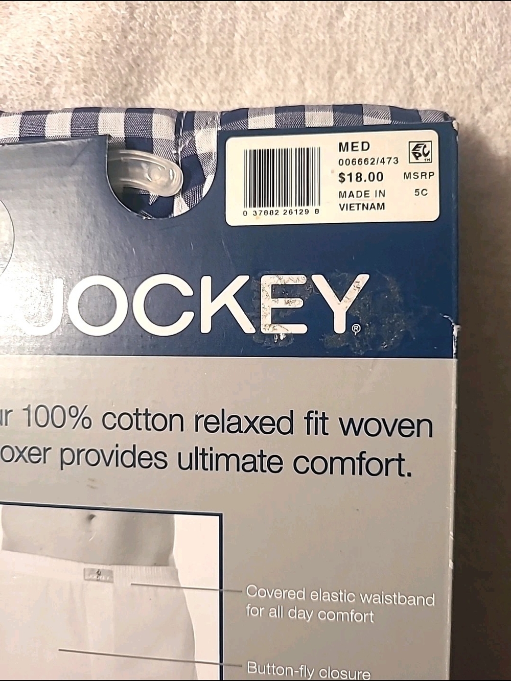 Jockey Men's Blue Knit and Navy Check Woven Boxer Briefs 2 Pack New Size 32-34 - Picture 5 of 12